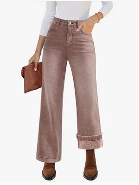 Luvamia Wide Leg Winter Pecan Brown High-waisted Pants size L